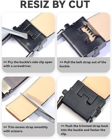 Men's Woven Leather Ratchet Belt, Adjustable Slide Dress Belt with Automatic Buckle, Trim to Fit, Packed in Gift Box in Saudi Arabia