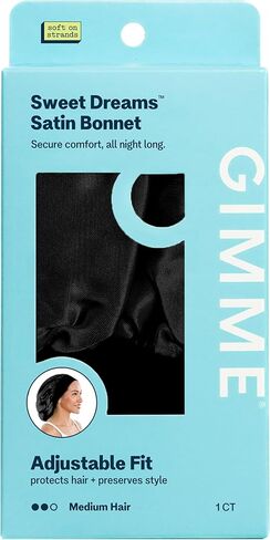 قبعة نوم من الساتان من GIMME Beauty Sweet Dreams للشعر المتوسط ​​- أسود، عدد 1 in Kuwait