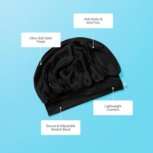 قبعة نوم من الساتان من GIMME Beauty Sweet Dreams للشعر المتوسط ​​- أسود، عدد 1 in Kuwait
