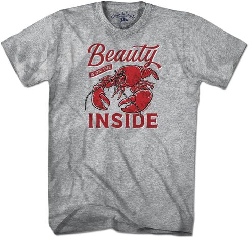 تي شيرت Chowdaheadz Beauty Is On The Inside Lobster - تي شيرت كلاسيكي للجنسين من مزيج القطن الناعم in Saudi Arabia