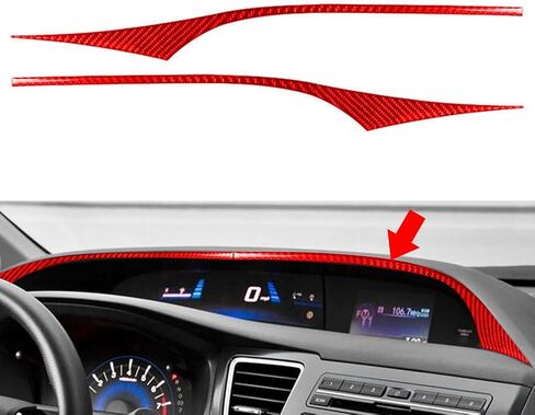 Cnthan7 2 Pcs Left Hand Drive Speedometer Upper Panel Dash Gauge Accents Center Instrument Cluster Trim Carbon Fiber Red For HONDA Civic 9th Coupe/Sedan 2013-2015 in Kuwait
