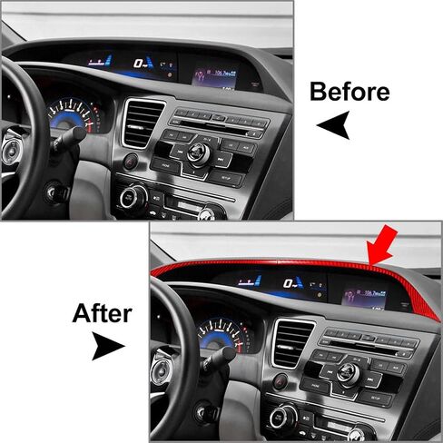 Cnthan7 2 Pcs Left Hand Drive Speedometer Upper Panel Dash Gauge Accents Center Instrument Cluster Trim Carbon Fiber Red For HONDA Civic 9th Coupe/Sedan 2013-2015 in Kuwait