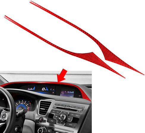 Cnthan7 2 Pcs Left Hand Drive Speedometer Upper Panel Dash Gauge Accents Center Instrument Cluster Trim Carbon Fiber Red For HONDA Civic 9th Coupe/Sedan 2013-2015 in Kuwait