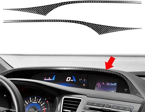 Cnthan7 2 Pcs Carbon Fiber Center Instrument Cluster Trim Dash Gauge Accents Speedometer Upper Panel Left Hand Drive Black For HONDA Civic 9th Coupe/Sedan 13-2015 in Kuwait