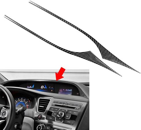 Cnthan7 2 Pcs Carbon Fiber Center Instrument Cluster Trim Dash Gauge Accents Speedometer Upper Panel Left Hand Drive Black For HONDA Civic 9th Coupe/Sedan 13-2015 in Kuwait