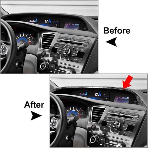 Cnthan7 2 Pcs Carbon Fiber Center Instrument Cluster Trim Dash Gauge Accents Speedometer Upper Panel Left Hand Drive Black For HONDA Civic 9th Coupe/Sedan 13-2015 in Kuwait