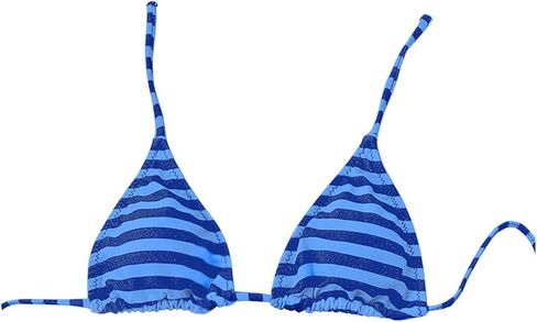 Milumia Women's Striped Triangle Bikini Top Halter Tie Backless Bathing Suit Tops Swimwear in Saudi Arabia
