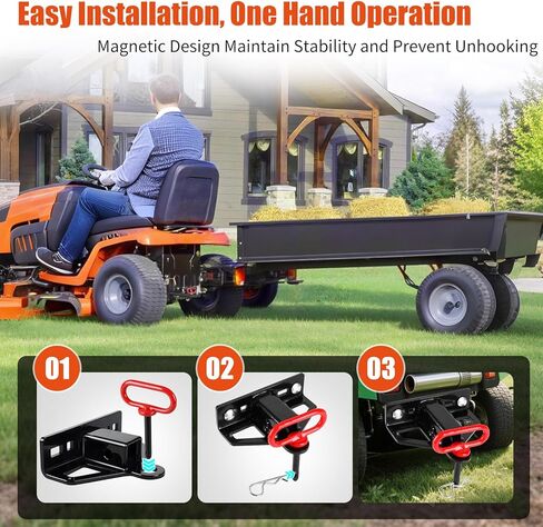 وصلة وصلة جزازة العشب بدون دوران مع جهاز استقبال 1-1/4 بوصة، ووصلة استقبال مقطورة فولاذية شديدة التحمل بسمك 6 مم، ودبوس وصلة مقطورة مغناطيسي 1/2 بوصة ودبوس ومشابك مقاس 5/8 بوصة in Kuwait