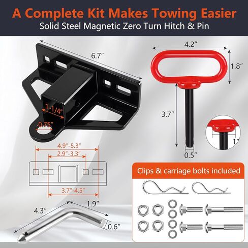 وصلة وصلة جزازة العشب بدون دوران مع جهاز استقبال 1-1/4 بوصة، ووصلة استقبال مقطورة فولاذية شديدة التحمل بسمك 6 مم، ودبوس وصلة مقطورة مغناطيسي 1/2 بوصة ودبوس ومشابك مقاس 5/8 بوصة in Kuwait