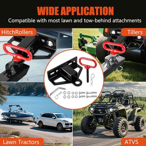 وصلة وصلة جزازة العشب بدون دوران مع جهاز استقبال 1-1/4 بوصة، ووصلة استقبال مقطورة فولاذية شديدة التحمل بسمك 6 مم، ودبوس وصلة مقطورة مغناطيسي 1/2 بوصة ودبوس ومشابك مقاس 5/8 بوصة in Kuwait