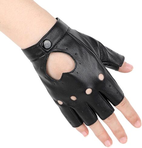 1 Pair of PU Faux Leather Dance Gloves Black Fingerless Gloves Outdoor Sports Goth Cosplay Heart Cutout Punk Driving Performance Stylish Fingerless Glove for Women Cosplay Halloween Costume in Saudi Arabia