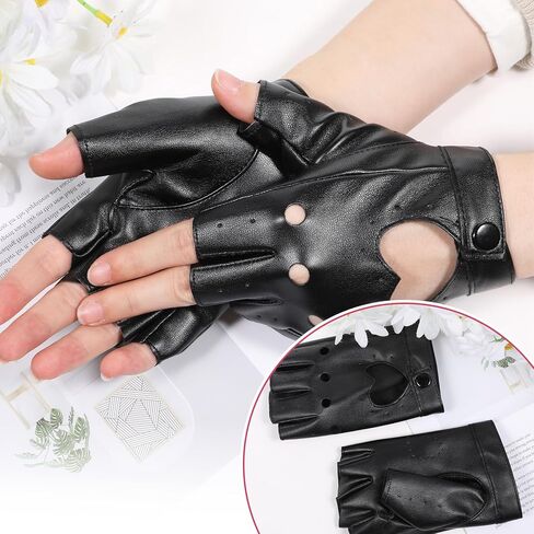 1 Pair of PU Faux Leather Dance Gloves Black Fingerless Gloves Outdoor Sports Goth Cosplay Heart Cutout Punk Driving Performance Stylish Fingerless Glove for Women Cosplay Halloween Costume in Saudi Arabia