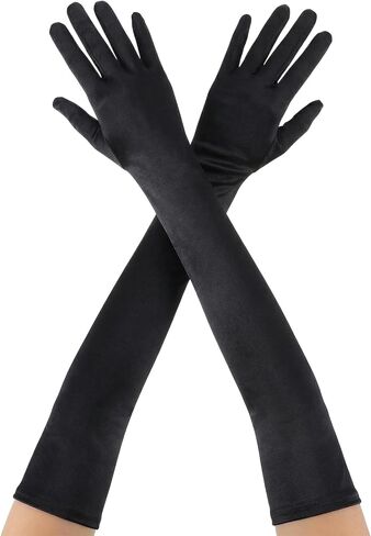 1 Pair Long Opera Party Gloves 1920s Satin Tea Party Stretchy Elbow Length Gloves for Women Masquerade Mask Opera Bridal Long Formal Evening Dress Carnival Halloween Costumes in Saudi Arabia