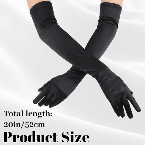 1 Pair Long Opera Party Gloves 1920s Satin Tea Party Stretchy Elbow Length Gloves for Women Masquerade Mask Opera Bridal Long Formal Evening Dress Carnival Halloween Costumes in Saudi Arabia