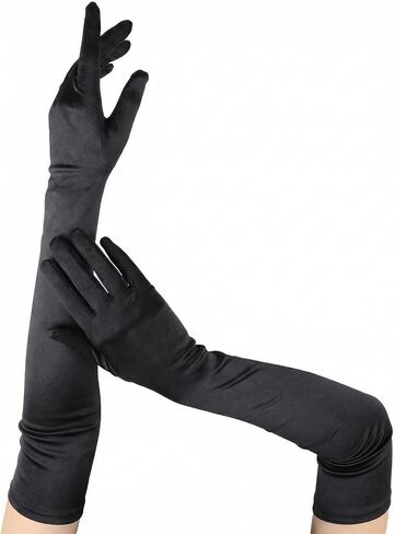 1 Pair Long Opera Party Gloves 1920s Satin Tea Party Stretchy Elbow Length Gloves for Women Masquerade Mask Opera Bridal Long Formal Evening Dress Carnival Halloween Costumes in Saudi Arabia