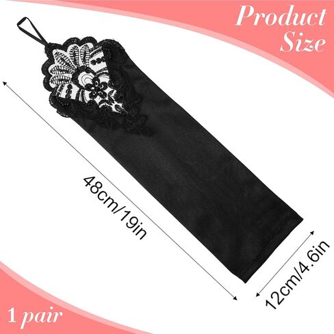 Long Fingerless Satin Gloves, Long Black Gloves for Women, Opera Party Elbow Length Glove, 1920s Silk Glove for Dances Banquet Opera Wedding Party Cosplay Costume Accessories(Black) in Saudi Arabia