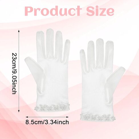 TIESOME 1 Pair White Satin Gloves Women, Short Satin Gloves for Women, Silk Opera Wedding Bridal Glove, Pearl Trim 1920s Vintage Wedding & Tea Party Glove in Saudi Arabia