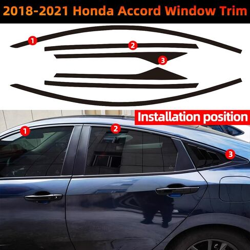 Window Trim Chrome Delete Blackout Overlay Kit Pre-Cut Vinyl Compatible for Honda Accord 10th Gen 2018-2021 (Side Window Chrome Delete) in Saudi Arabia