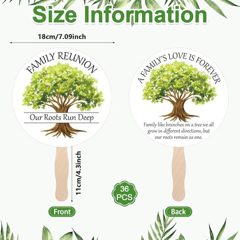 36Pcs Family Reunion Party Favors Fans with 1 Table Sign Wooden Handle Family Reunion Fans Handheld Remembering Our Roots Fans Family Tree Round Handheld Paper Fans Family Reunion Favors in Kuwait