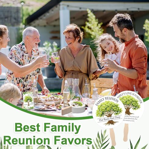 36Pcs Family Reunion Party Favors Fans with 1 Table Sign Wooden Handle Family Reunion Fans Handheld Remembering Our Roots Fans Family Tree Round Handheld Paper Fans Family Reunion Favors in Kuwait