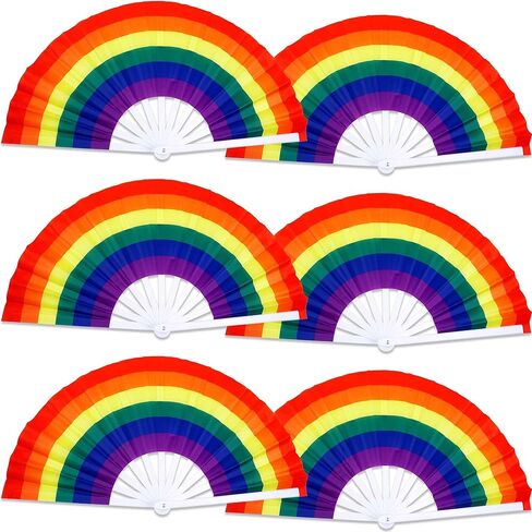 temogole 2 حزمة كبيرة فخر قوس قزح المشجعين اليد مروحة مثلي الجنس مروحة فخر شهر مهرجان كبير للطي المشجعين الرفيق LGBTQ زينة الصيف الهذيان مراوح اليد للنساء الرجال، أبيض in Kuwait