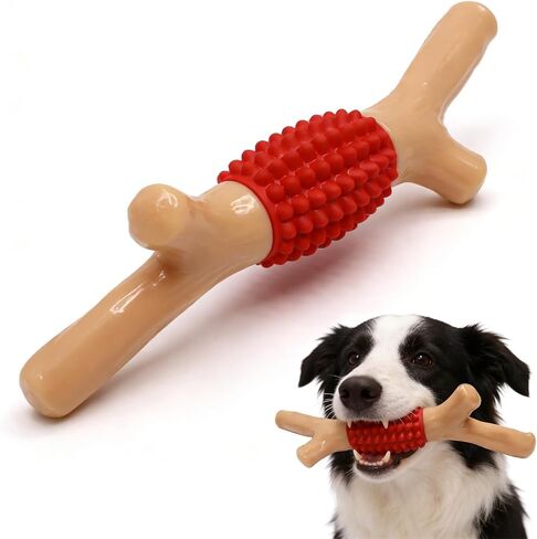 SCHITEC Dog Chew Toy for Aggressive Chewers, Tough Big Nylon & Rubber Teething Stick with Real Maple Wood Flavor for Large Medium Breed in Kuwait