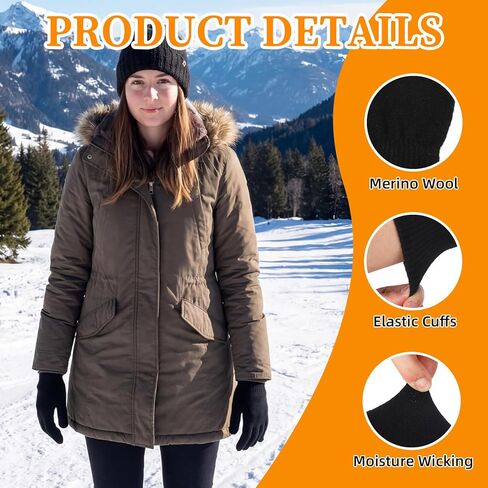 2 Pairs Merino Wool Liners Glove Liners for Men Wool Gloves with Touchscreen Fingers for Winter Cold Weather Tactical Running Hiking Cycling Ski Workout in Saudi Arabia