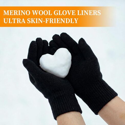 2 Pairs Merino Wool Liners Glove Liners for Men Wool Gloves with Touchscreen Fingers for Winter Cold Weather Tactical Running Hiking Cycling Ski Workout in Saudi Arabia