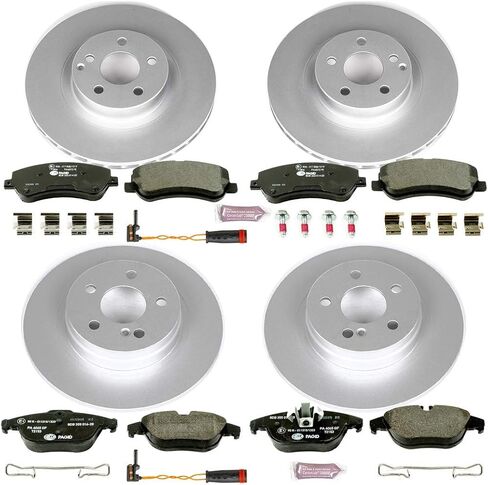 طقم فرامل Power Stop ESK6604 Euro-Stop و1 أسلاك مستشعر أمامية وخلفية لسيارة Mercedes-Benz GLK250 2013-2015، Mercedes-Benz GLK350 2010-2015 [نموذج محدد] in Kuwait