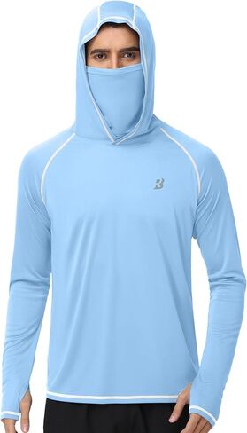 Roadbox Men's Sun Hoodie with Mask, UPF 50+ Long Sleeve Fishing Shirts, UV Outdoor Swim Hiking Running Workout Rash Guard in Saudi Arabia