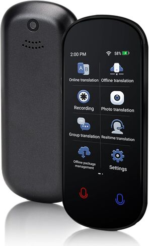 جهاز مترجم اللغة، ترجمة صوتية في اتجاهين في الوقت الحقيقي، يدعم 138 لغة، ترجمة فورية دقيقة دون الاتصال بالإنترنت/التسجيل/الصور مع شاشة لمس عالية الدقة مقاس 3 بوصات للسفر والتعلم in Kuwait
