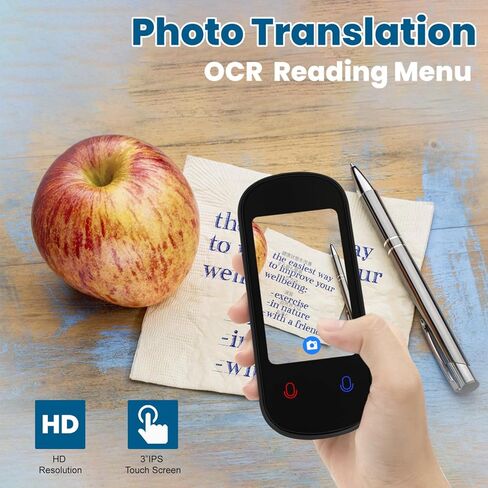 جهاز مترجم اللغة، ترجمة صوتية في اتجاهين في الوقت الحقيقي، يدعم 138 لغة، ترجمة فورية دقيقة دون الاتصال بالإنترنت/التسجيل/الصور مع شاشة لمس عالية الدقة مقاس 3 بوصات للسفر والتعلم in Kuwait