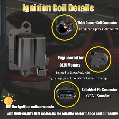 حزمة ملفات الإشعال المربعة UF271 / أسلاك توصيل الإشعال / شمعات إشعال إيريديوم مزدوجة لسيارة تشيفي سيلفرادو سوبربان أفالانش إكسبريس / جي إم سي يوكون سافانا سييرا / سي أديلاك إسكاليد / هامر H2 4.8 لتر 5.3 لتر 6.0 لتر D581 in Kuwait