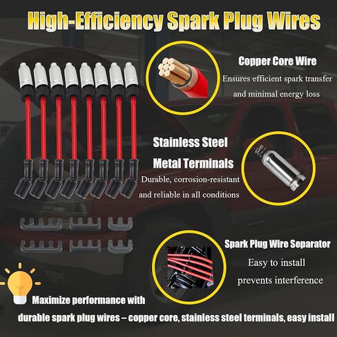 حزمة ملفات الإشعال المربعة UF271 / أسلاك توصيل الإشعال / شمعات إشعال إيريديوم مزدوجة لسيارة تشيفي سيلفرادو سوبربان أفالانش إكسبريس / جي إم سي يوكون سافانا سييرا / سي أديلاك إسكاليد / هامر H2 4.8 لتر 5.3 لتر 6.0 لتر D581 in Kuwait