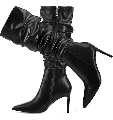 Elisabet Tang Women's Mid Calf Boots Pointed Toe Tall Boots 3 In Stiletto High Heel Sexy Long Boots Side Zipper Fashion Dress Shoes in Saudi Arabia