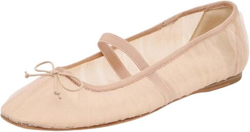 STALOV شبكة الباليه الشقق للنساء ساحة تو القوس ماري جين الشقق تول فستان مريح أحذية راقصة الباليه عادية مع حزام in Kuwait