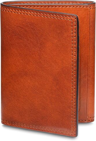 بطاقة تعريف مزدوجة من Bosca Dolce Leather Italia. محفظة ثلاثية الطي للرجال مع فتحات متعددة للبطاقات ونقود جيدة باللون الكهرماني in Saudi Arabia