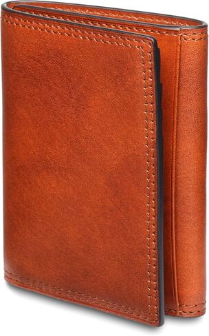 بطاقة تعريف مزدوجة من Bosca Dolce Leather Italia. محفظة ثلاثية الطي للرجال مع فتحات متعددة للبطاقات ونقود جيدة باللون الكهرماني in Saudi Arabia