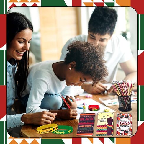 122 قطعة من هدايا الحفلات لشهر التاريخ الأسود، دفاتر الملاحظات السائبة، أقلام الرصاص من السيليكون، ملصقات لشهر التاريخ الأسود، لوازم يوم الحرية الأمريكية الأفريقية in Kuwait