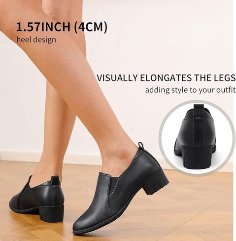 Loafers for Women Low Chunky Block Heels Pumps Comfortable Slip-on Heeled Loafers Dress Work Shoes for Office Business in Saudi Arabia