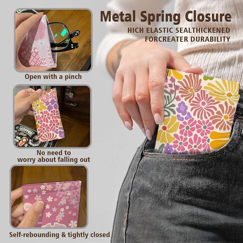 مجموعة حافظات النظارات مكونة من 4 قطع، حافظة نظارات شمسية، حافظة نظارات ناعمة من جلد البولي يوريثان، حقيبة نظارات بنمط الزهور اليابانية الوردية للنساء والرجال، 7.0 × 3.5 بوصة in Kuwait