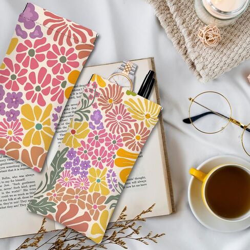 مجموعة حافظات النظارات مكونة من 4 قطع، حافظة نظارات شمسية، حافظة نظارات ناعمة من جلد البولي يوريثان، حقيبة نظارات بنمط الزهور اليابانية الوردية للنساء والرجال، 7.0 × 3.5 بوصة in Kuwait