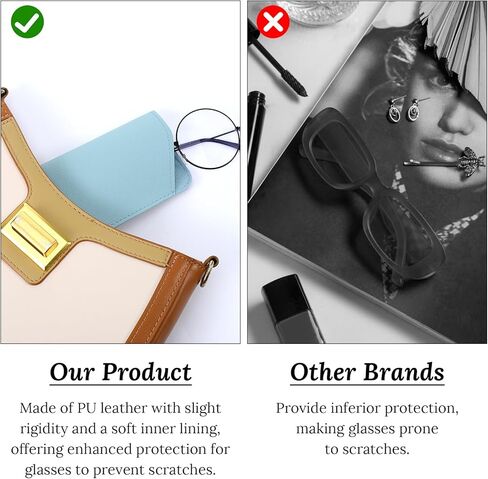 4 PCS Soft Eyeglass Case, 4 Colors Soft Glasses Case for Women Men, 7x3 Inch Portable PU Eyeglasses Pouch in Saudi Arabia