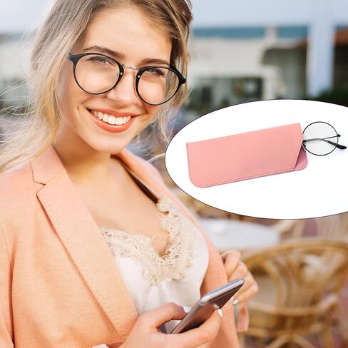 4 PCS Soft Eyeglass Case, 4 Colors Soft Glasses Case for Women Men, 7x3 Inch Portable PU Eyeglasses Pouch in Saudi Arabia
