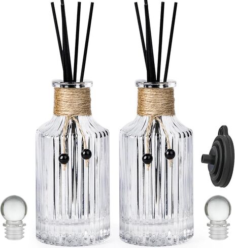 Reed Diffuser Bottle Glass Diffuser Bottles 8oz/250ml Set of 4 Empty Essential Oil Glass Diffuser Bottles with Stoppers and Reed Sticks Clear Decorative Bottle Set Bulk Reusable Perfume Jar in Kuwait