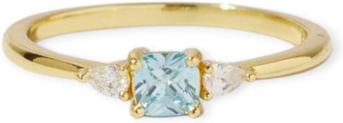 Aquamarine Dainty Ring, Gold Minimalist Rings, March Birthstone Sterling Silver Ring, Delicate Rings, Gift for Her, Gemstone - GJH093 in Saudi Arabia