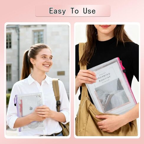 12pcs Mesh Zipper Pouch Bags, 8 Size Zipper Bags for Organizing,Mesh Bags with Zipper, Waterproof File Bags for School, Puzzles, Cosmetics, Travel Accessories, Board Games Office Supplies in Kuwait