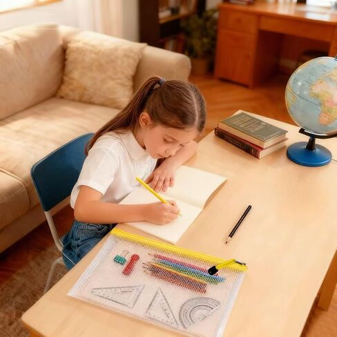 12pcs Mesh Zipper Pouch Bags, 8 Size Zipper Bags for Organizing,Mesh Bags with Zipper, Waterproof File Bags for School, Puzzles, Cosmetics, Travel Accessories, Board Games Office Supplies in Kuwait