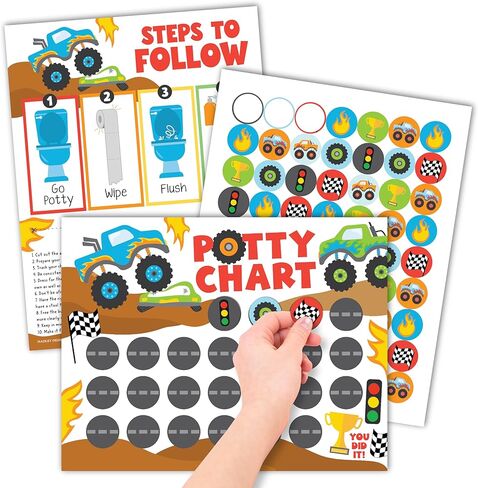 Truck Potty Training Chart for Toddlers Boys - Potty Chart for Boys with Stickers, Sticker Chart for Kids Potty Training Chart for Toddlers Boys, Potty Sticker Chart for Toddlers Boy, Potty Rewards in Kuwait