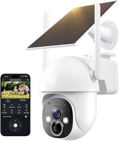 كاميرات مراقبة تعمل بالطاقة الشمسية، لاسلكية في الهواء الطلق، كاميرات تكبير عالية الدقة 10× لأمن المنزل، اكتشاف PIR / IP65 مقاومة للطقس / صوت ثنائي الاتجاه / رؤية 360 درجة in Kuwait